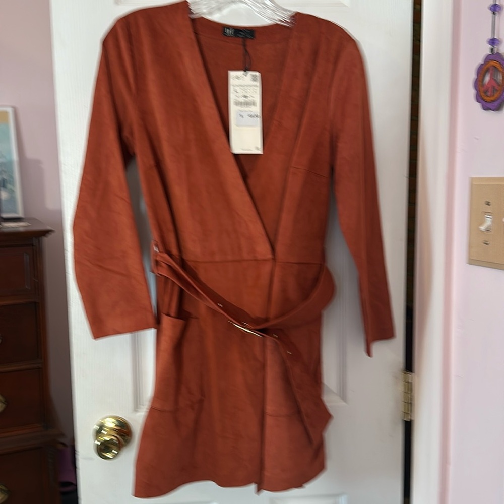 Faux suede Zara romper belted .